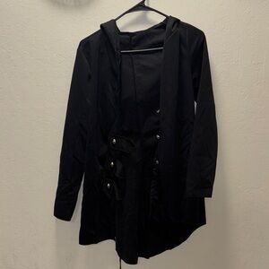 Black Women's Hooded Jacket- corseted